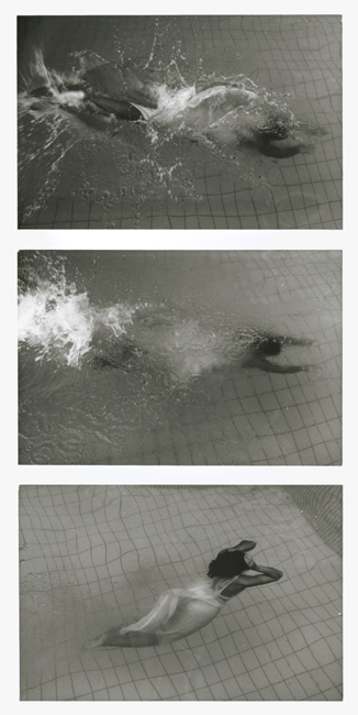 Three-Part Series of a Fully Clothed Woman Diving in Water