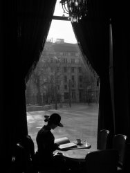 Stanko Abad�ic - Woman in Window of Budapest Cafe Reading a Book
Click for more Images